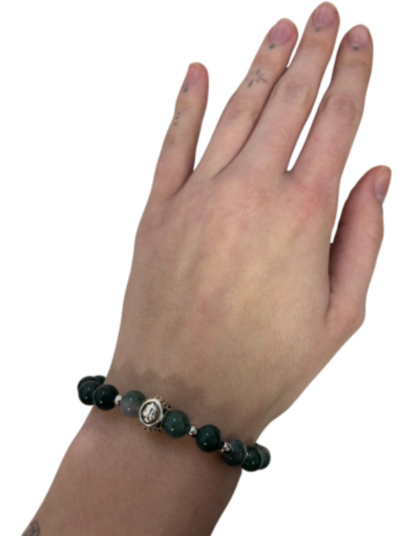 Agaat mos sterrenbeeld armband - Weegschaal