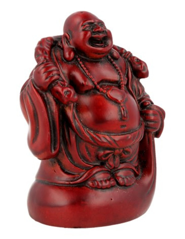Boeddha rood, 9 cm, staand met kruik