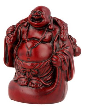 Boeddha rood, 9 cm, staand met kruik