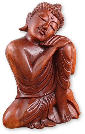 Denker - Boeddha Beeld hout - 40 cm