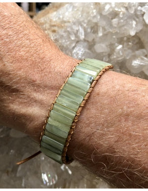 Jade leren armband gipsy-style