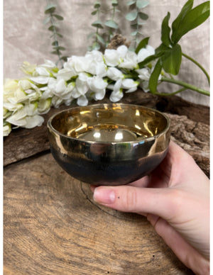 Klankschaal ishana goud/zwart 10-11 cm