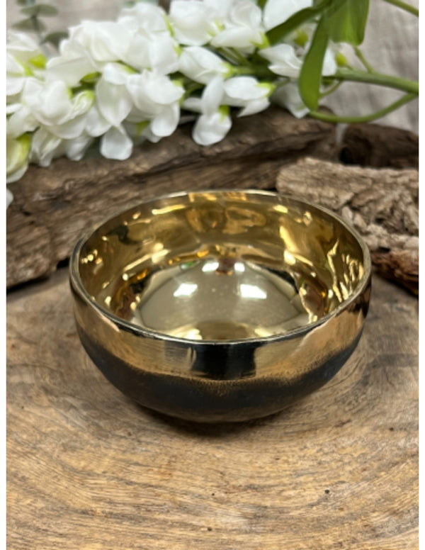 Klankschaal ishana goud/zwart 10-11 cm