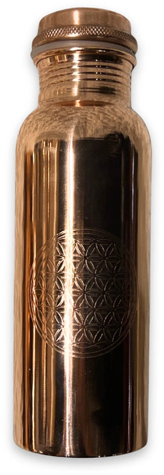 Koperen Drinkfles - 600 ml - Fles met Levensbloem
