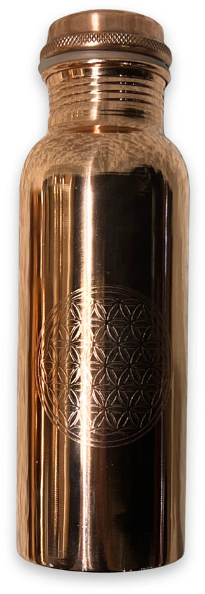Koperen Drinkfles - 600 ml - Fles met Levensbloem