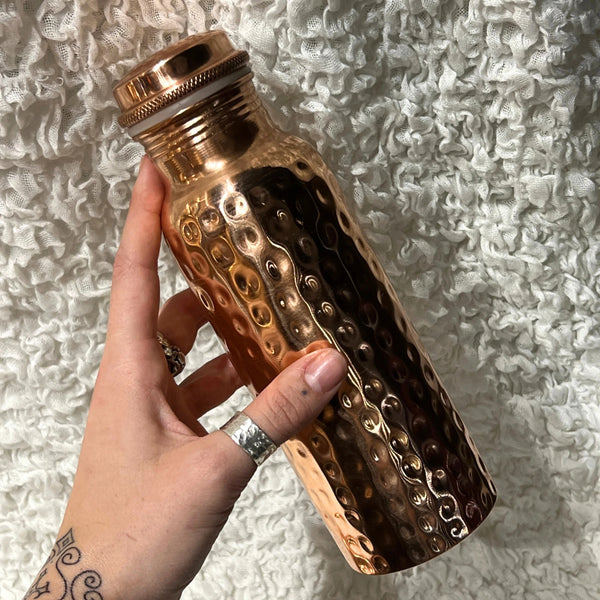 Koperen Drinkfles - 600 ml - gehamerd