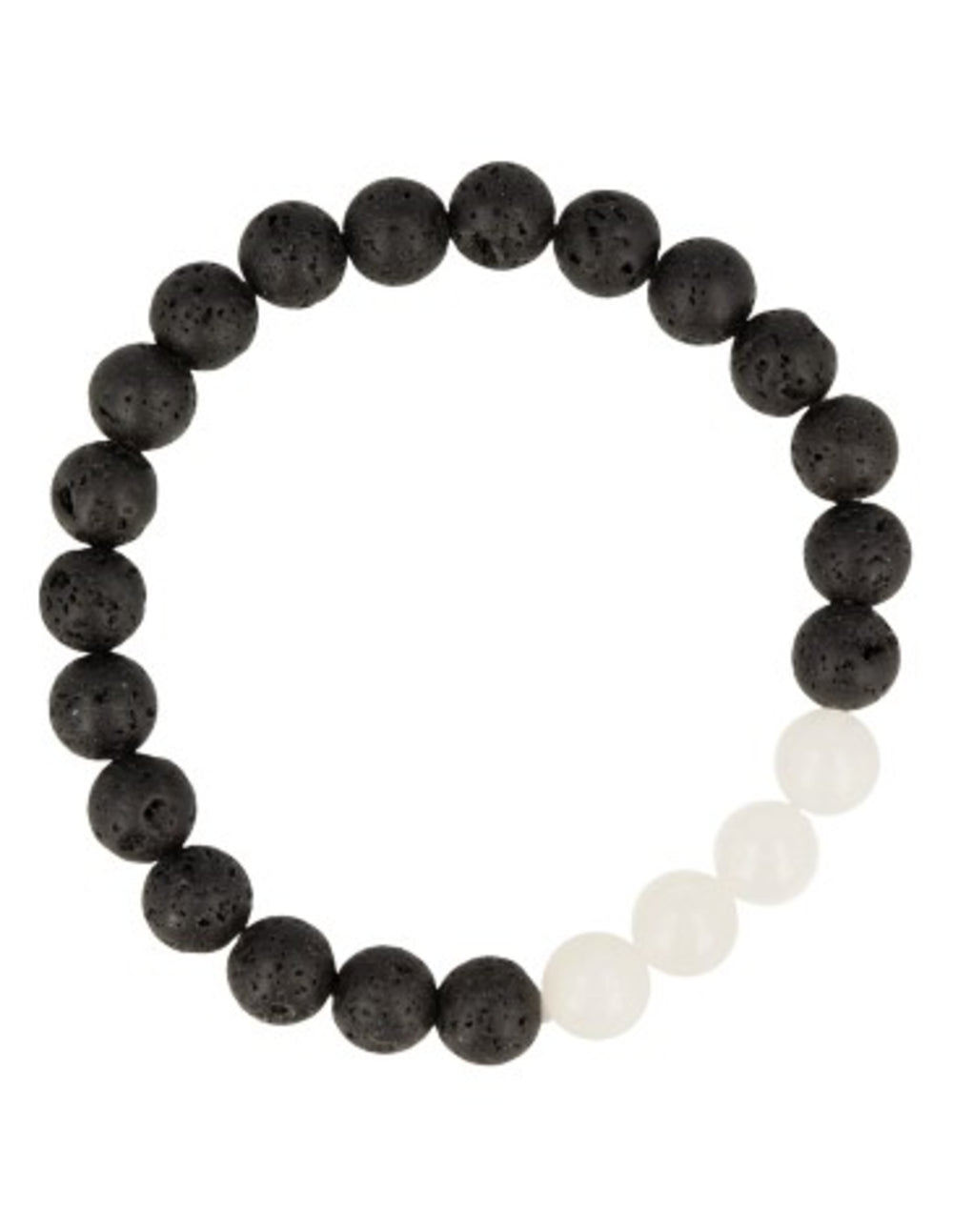 Kralenarmband Lavasteen / Jade wit