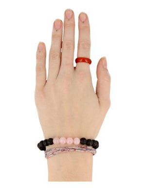 Kralenarmband Lavasteen / Roze kwarts