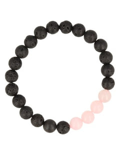 Kralenarmband Lavasteen / Roze kwarts