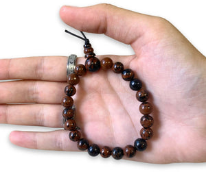 Obsidiaan mahonie powerbead armband