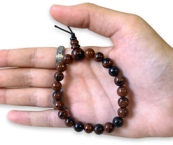 Obsidiaan mahonie powerbead armband