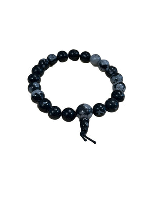 Obsidiaan sneeuwvlok powerbead armband + kaart