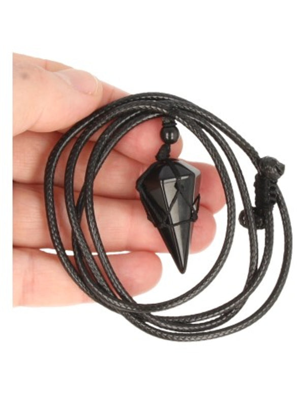 Obsidiaan zwart ketting mannen cone