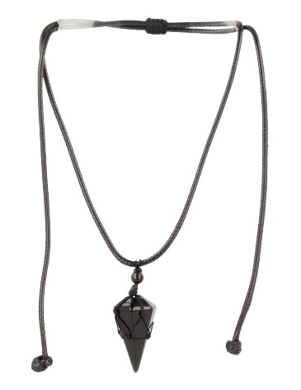 Obsidiaan zwart ketting mannen cone