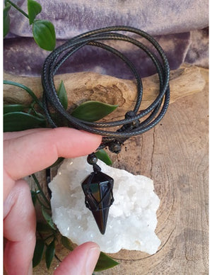 Obsidiaan zwart ketting mannen cone