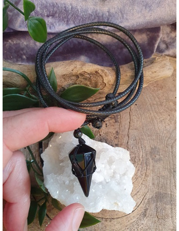 Obsidiaan zwart ketting mannen cone