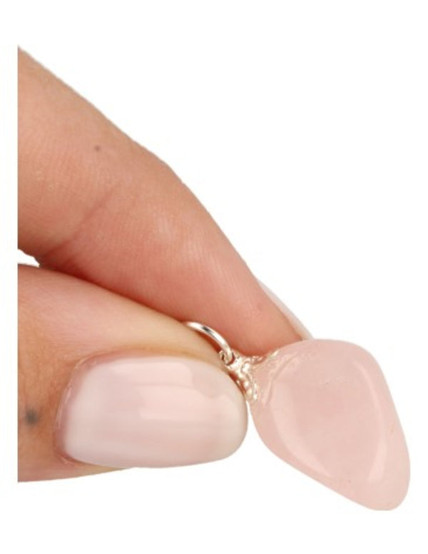 Roze kwarts edelsteen hanger