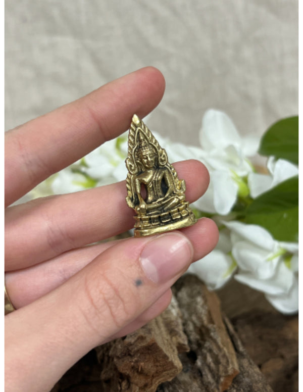Thaise boeddha op lotus - Bronzen beeldje klein
