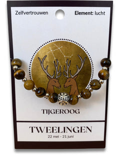 Tijgeroog sterrenbeeld armband - Tweelingen