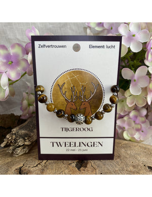 Tijgeroog sterrenbeeld armband - Tweelingen