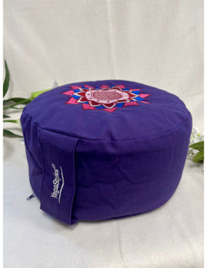 YogaStyles Design Meditatiekussen rond - Paars met Lotus