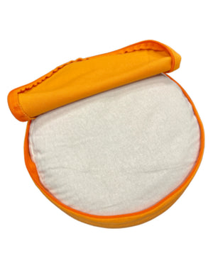 YogaStyles meditatiekussen - rond design oranje - met bolletjes