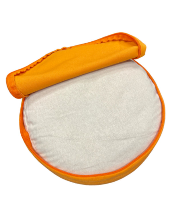 YogaStyles meditatiekussen - rond design oranje - met bolletjes