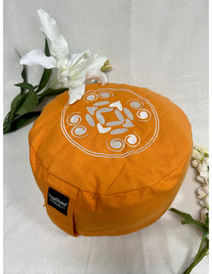 YogaStyles meditatiekussen - rond design oranje - met bolletjes
