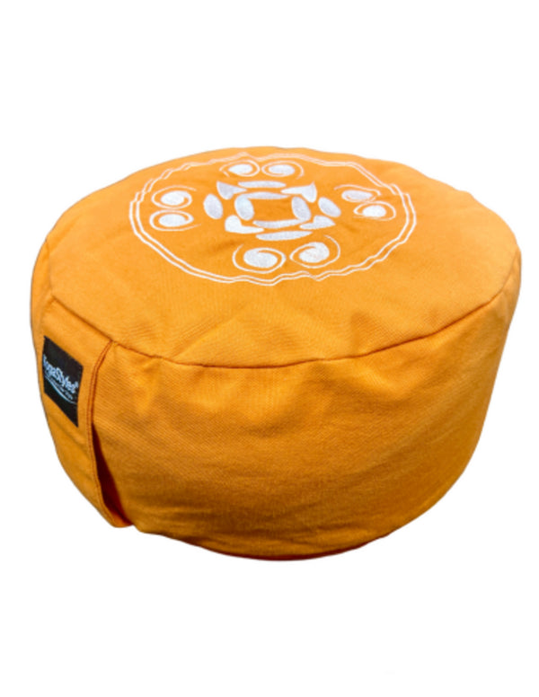 YogaStyles meditatiekussen - rond design oranje - met bolletjes