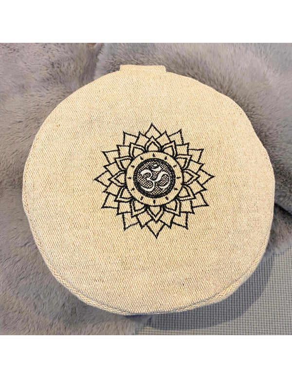 YogaStyles Meditatiekussen rond - Jute-look met Lotus
