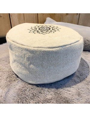 YogaStyles Meditatiekussen rond - Jute-look met Lotus