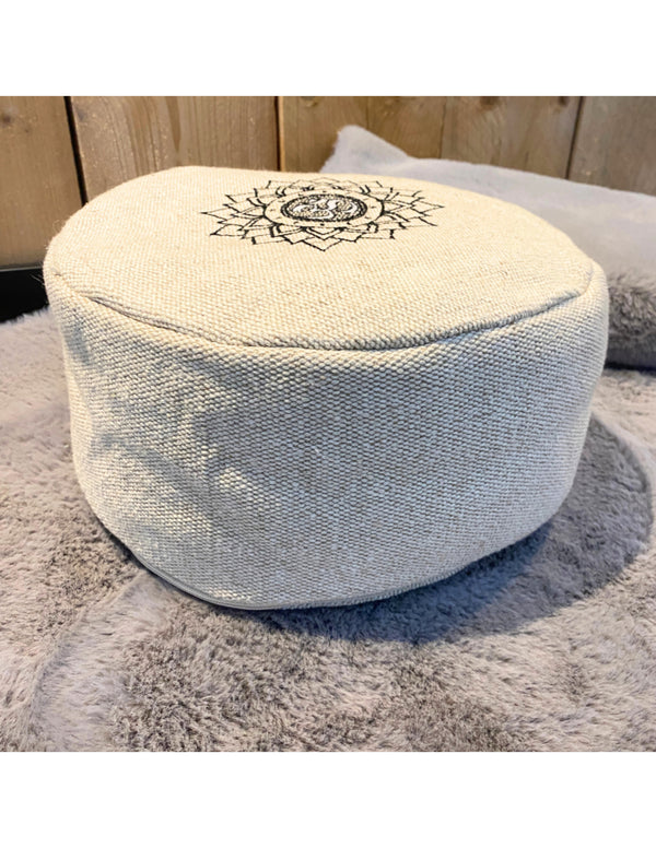YogaStyles Meditatiekussen rond - Jute-look met Lotus