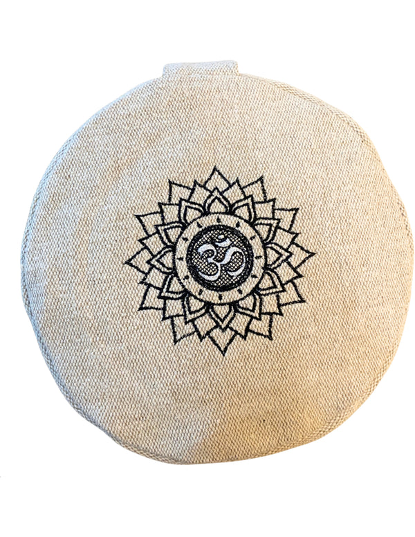 YogaStyles Meditatiekussen rond - Jute-look met Lotus