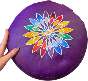 YogaStyles Meditatiekussen Symbolic Rainbow met paarse kant