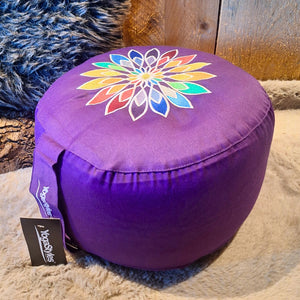 YogaStyles Meditatiekussen Symbolic Rainbow met paarse kant