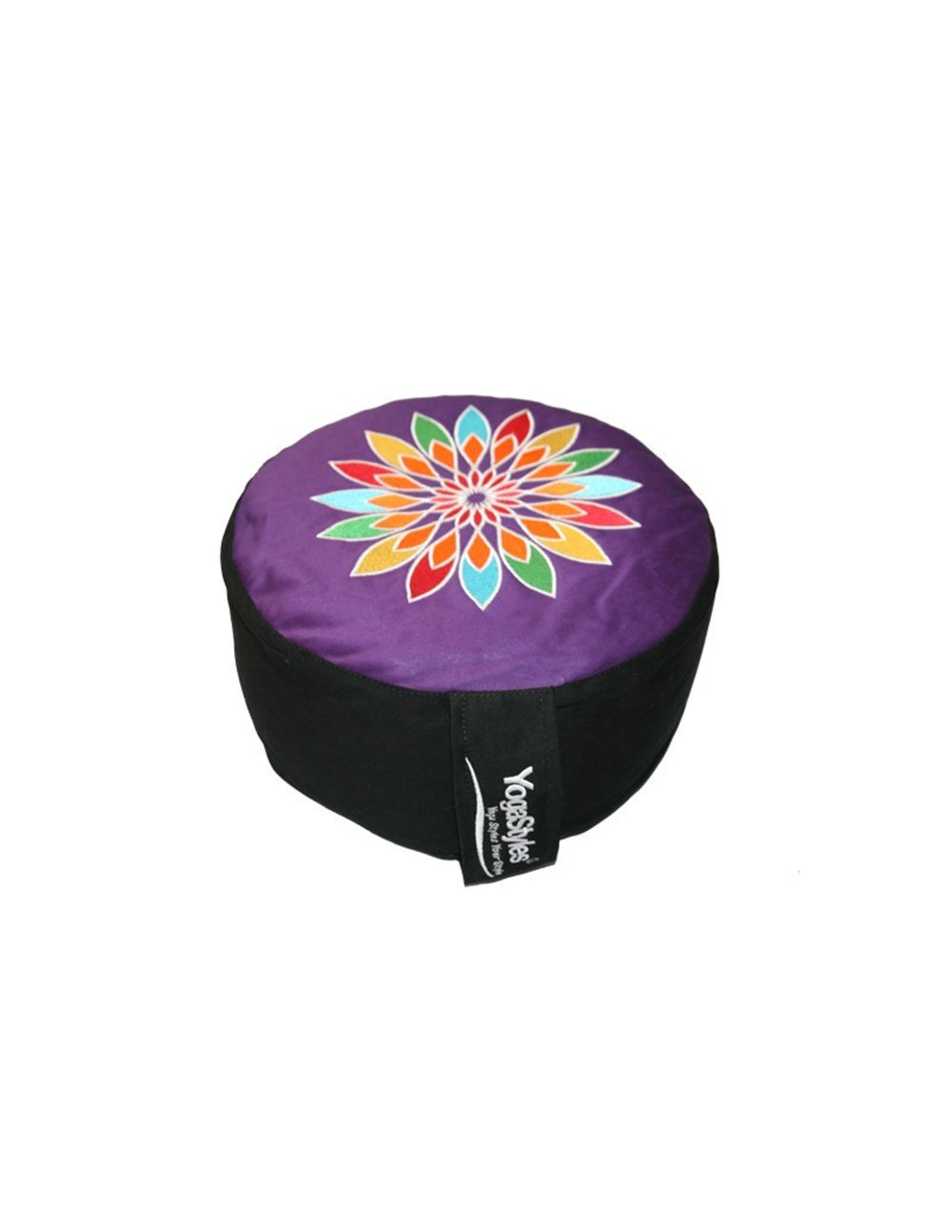 YogaStyles Meditatiekussen Symbolic rainbow met zwart kant
