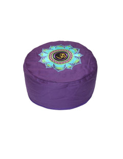 YogaStyles Symbolic Meditatiekussen Ohm met blauw Lotus op paars