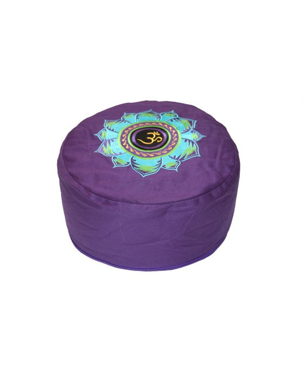 YogaStyles Symbolic Meditatiekussen Ohm met blauw Lotus op paars